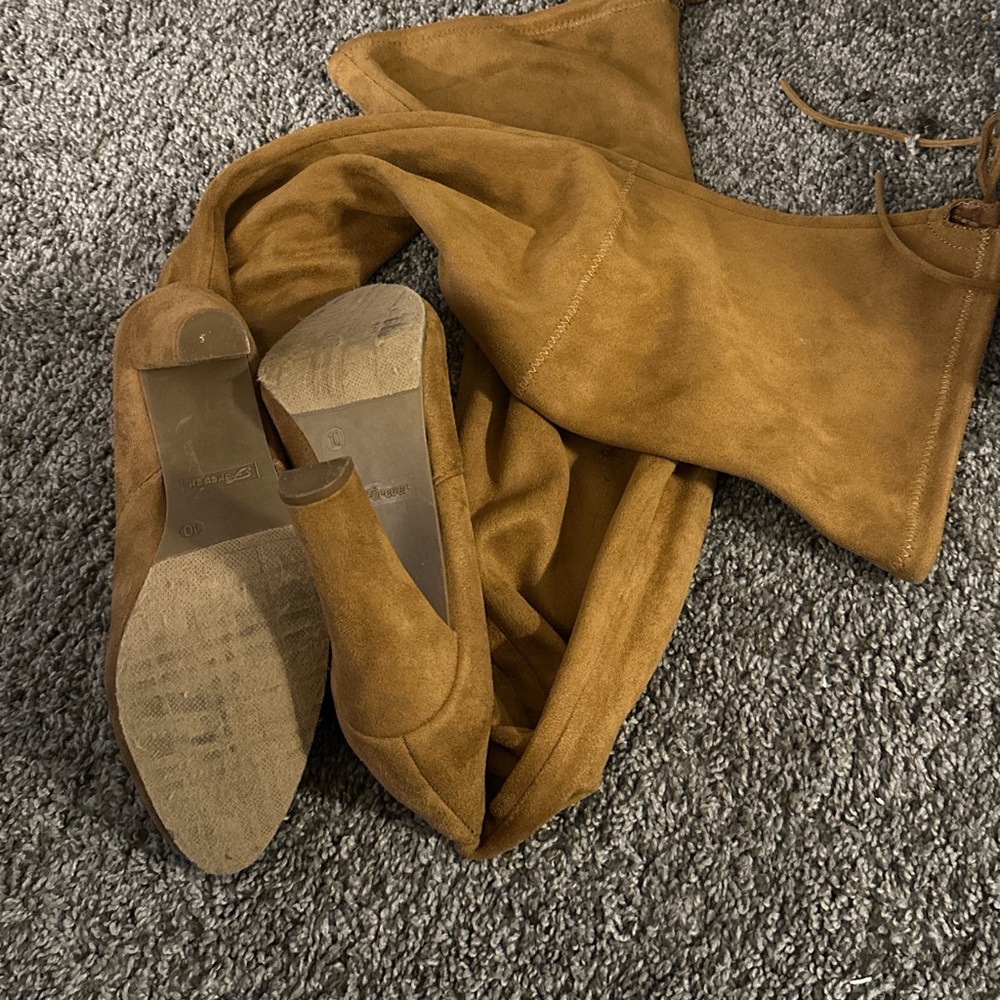 Brown Suede Over-the-Knee Boots